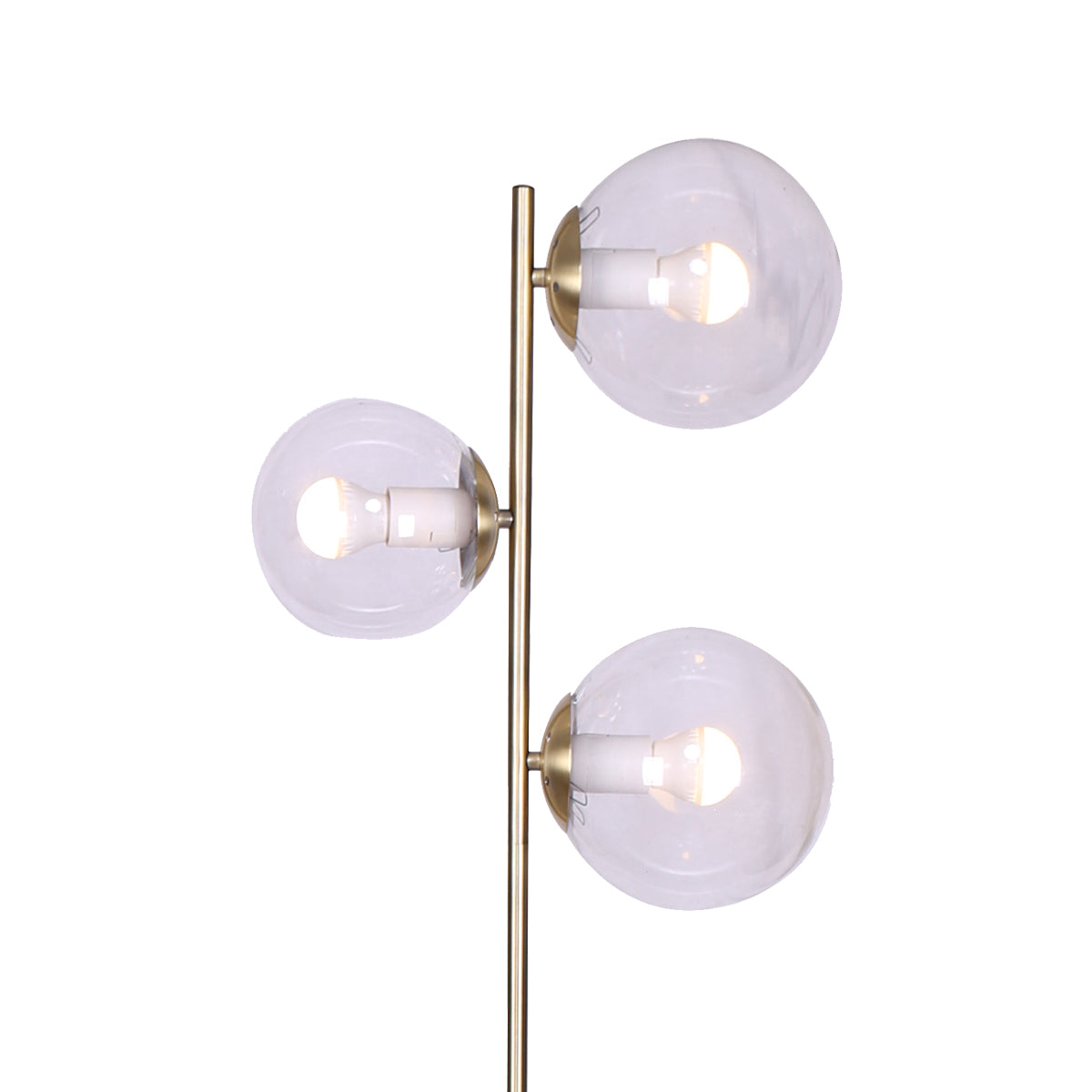 Adjustable 3-Light Gold Floor Lamp with Glass Shades