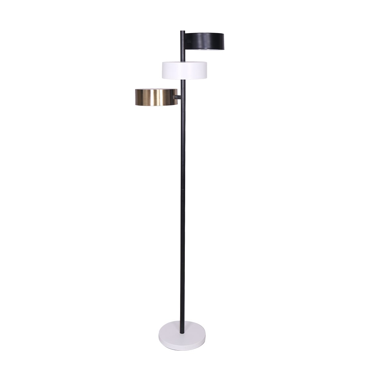 Mid-Century Modern 3-Shade Metal Floor Lamp, Black & Gold