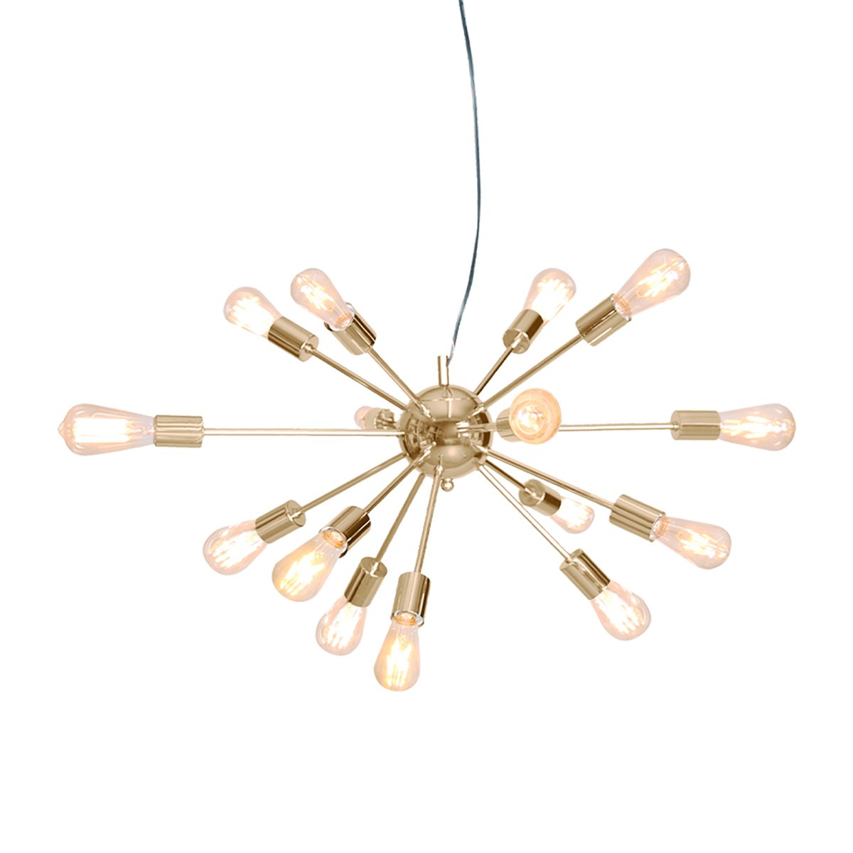 Sputnik 15-Light Brass Chandelier, Adjustable, Durable