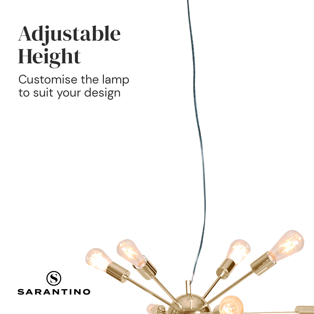 Sputnik 15-Light Brass Chandelier, Adjustable, Durable