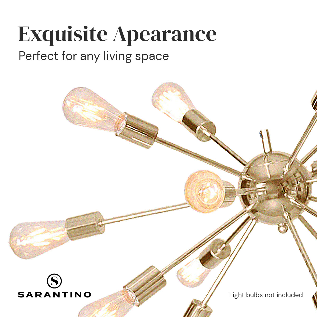 Sputnik 15-Light Brass Chandelier, Adjustable, Durable