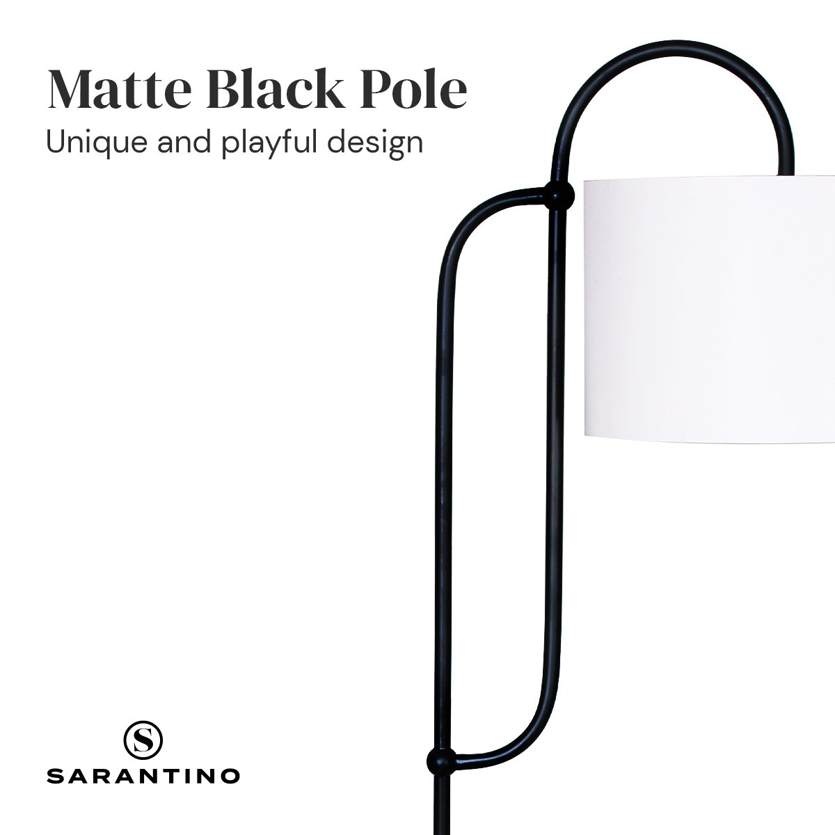 Marble Base Metal Floor Lamp w/ Cotton Shade, 160.5cm