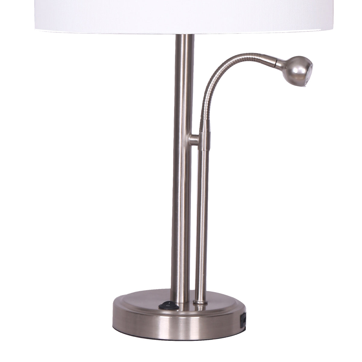 Modern Brushed Steel 2-in-1 Table Lamp w/ LED Light