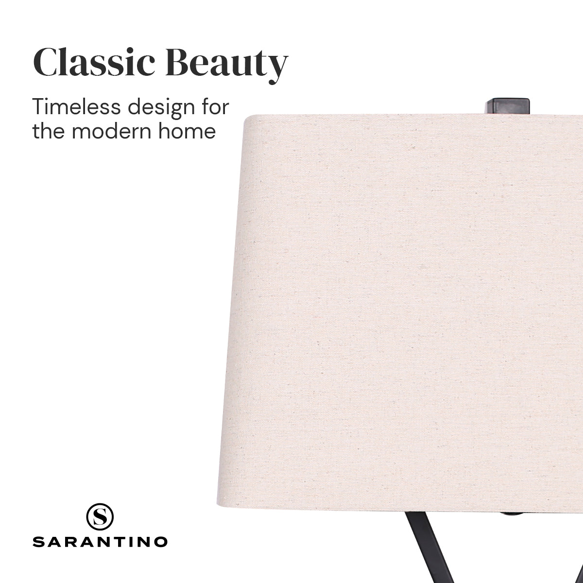 Cream Linen Shade Metal Table Lamp Pair - Sarantino