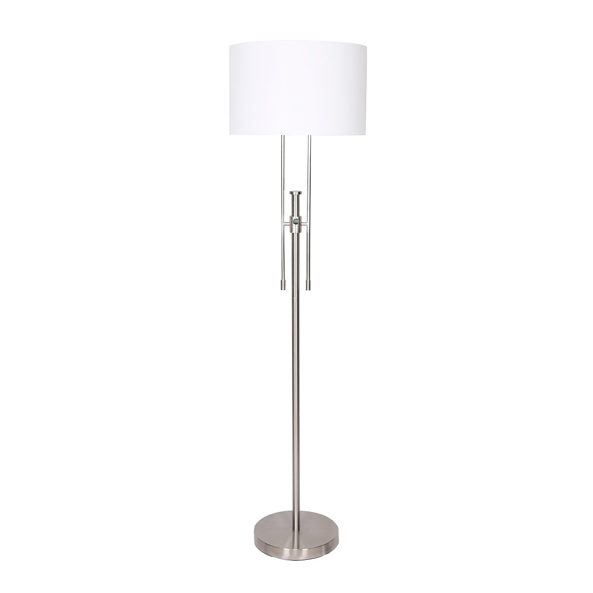 Height-Adjustable Brushed Nickel Floor Lamp with Linen Shade