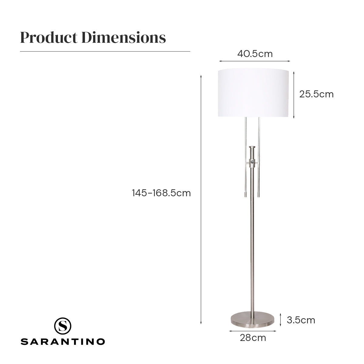 Height-Adjustable Brushed Nickel Floor Lamp with Linen Shade