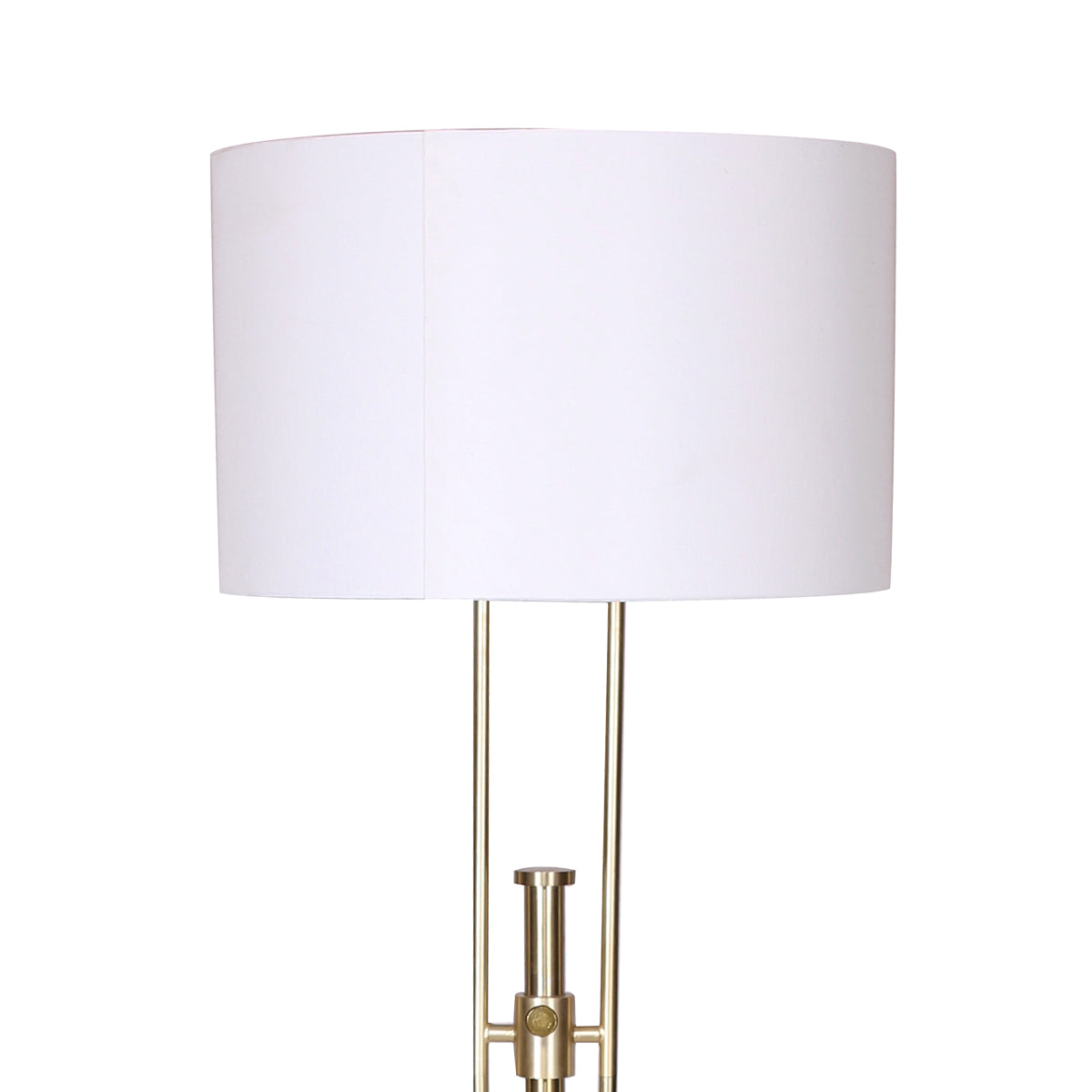 Height-Adjustable Brushed Gold Floor Lamp with Linen Shade