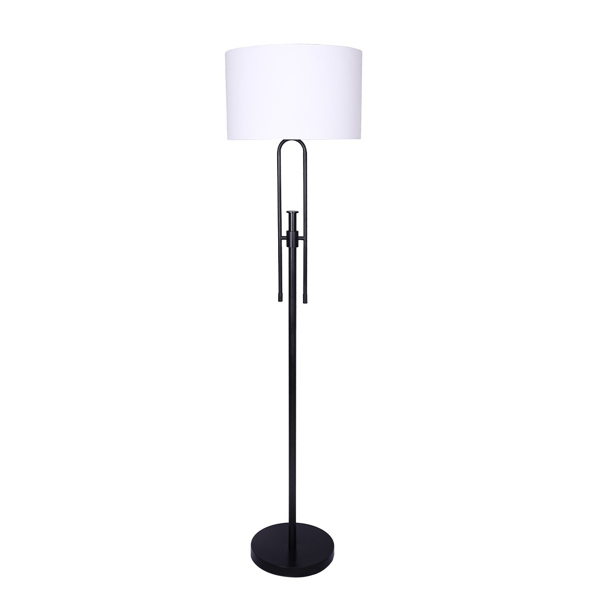 Adjustable Metal Floor Lamp, White Linen Shade, Matte Black