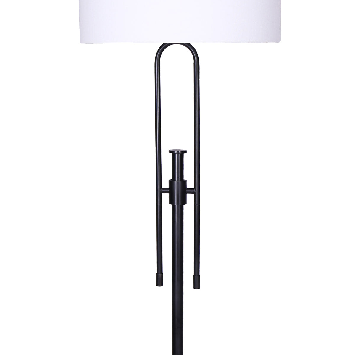 Adjustable Metal Floor Lamp, White Linen Shade, Matte Black