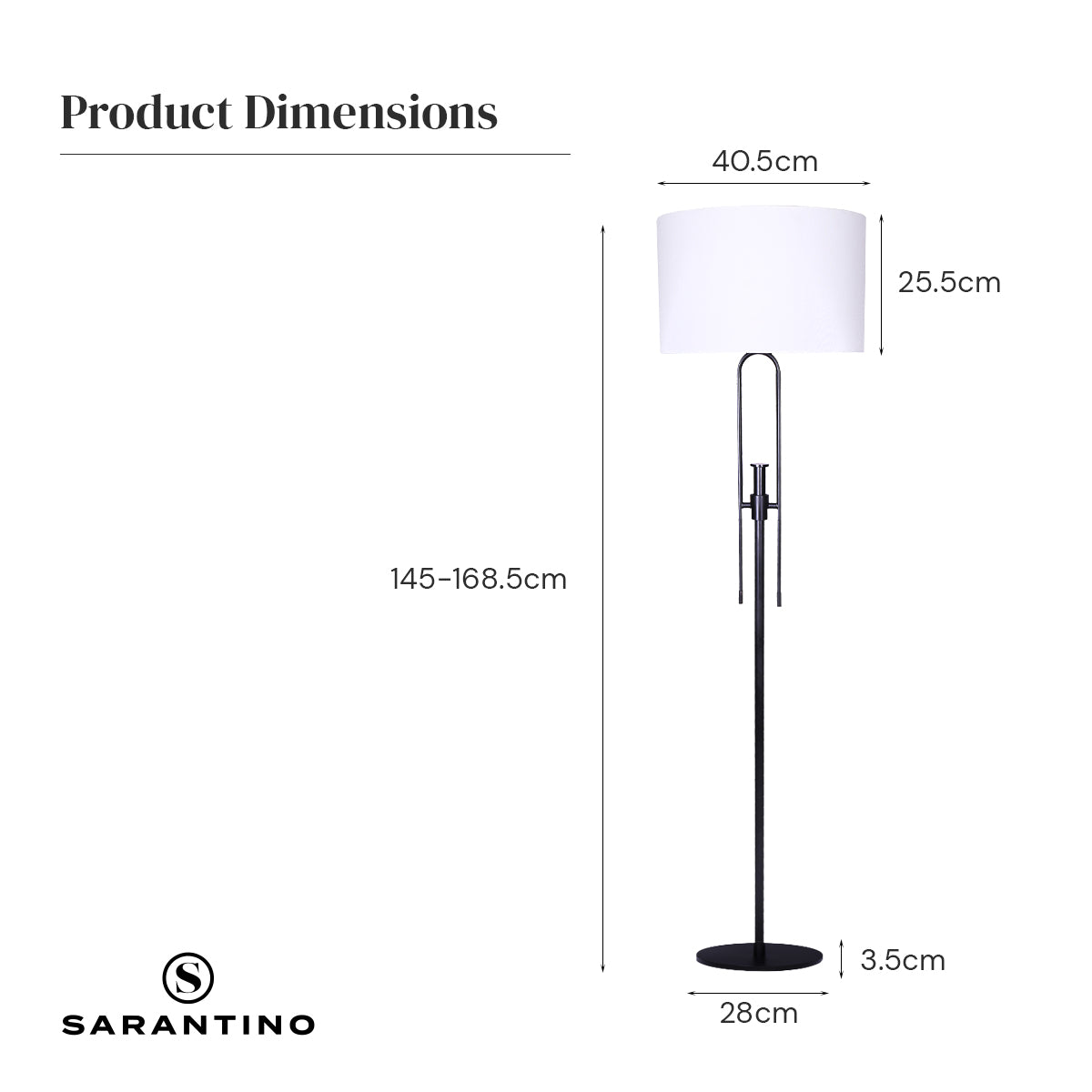 Adjustable Metal Floor Lamp, White Linen Shade, Matte Black