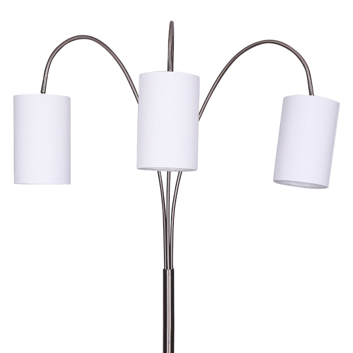 Adjustable 3-Light Arc Floor Lamp, White Marble Base, Nickel Finish