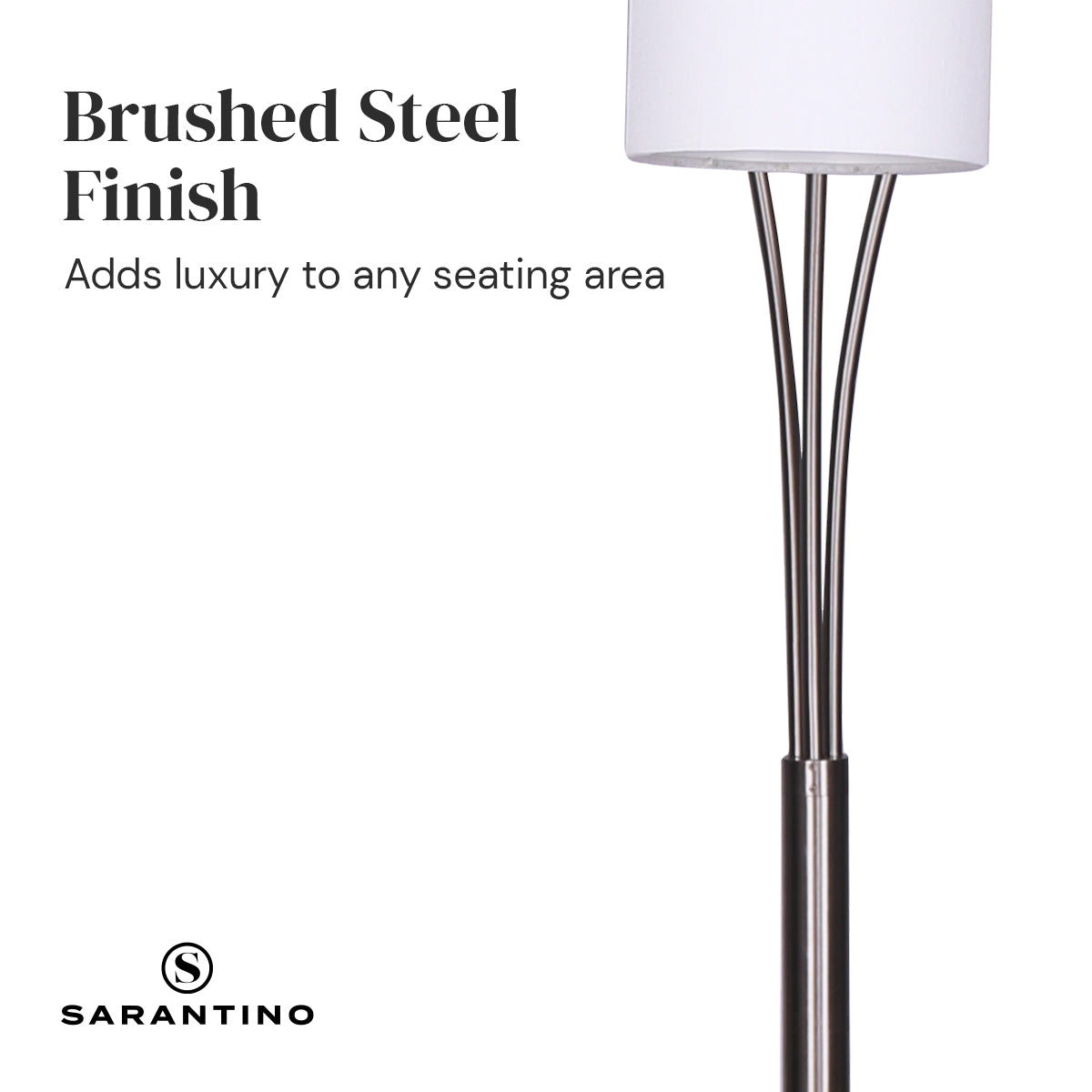 Adjustable 3-Light Arc Floor Lamp, White Marble Base, Nickel Finish