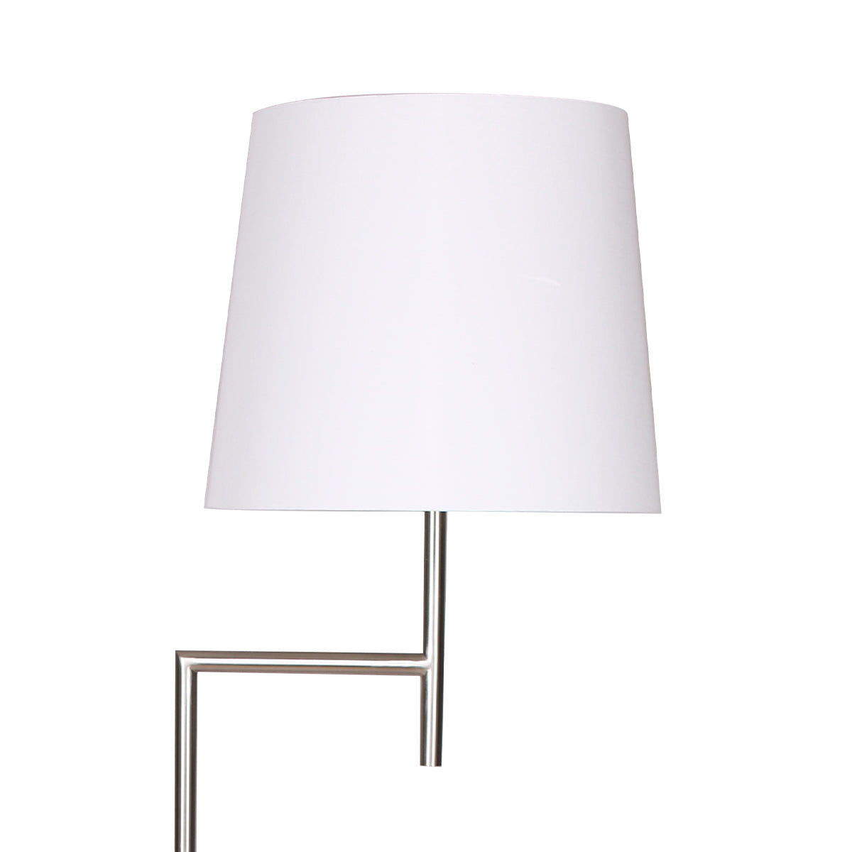 Nickel Metal Arc Floor Lamp, Weighted Base, White Shade