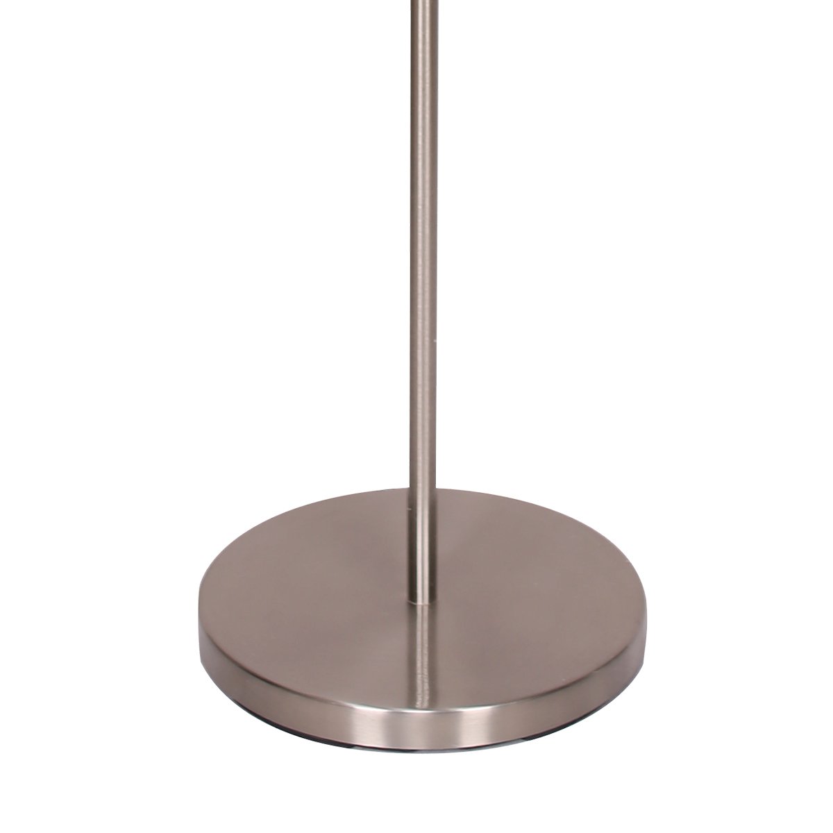 Nickel Metal Arc Floor Lamp, Weighted Base, White Shade