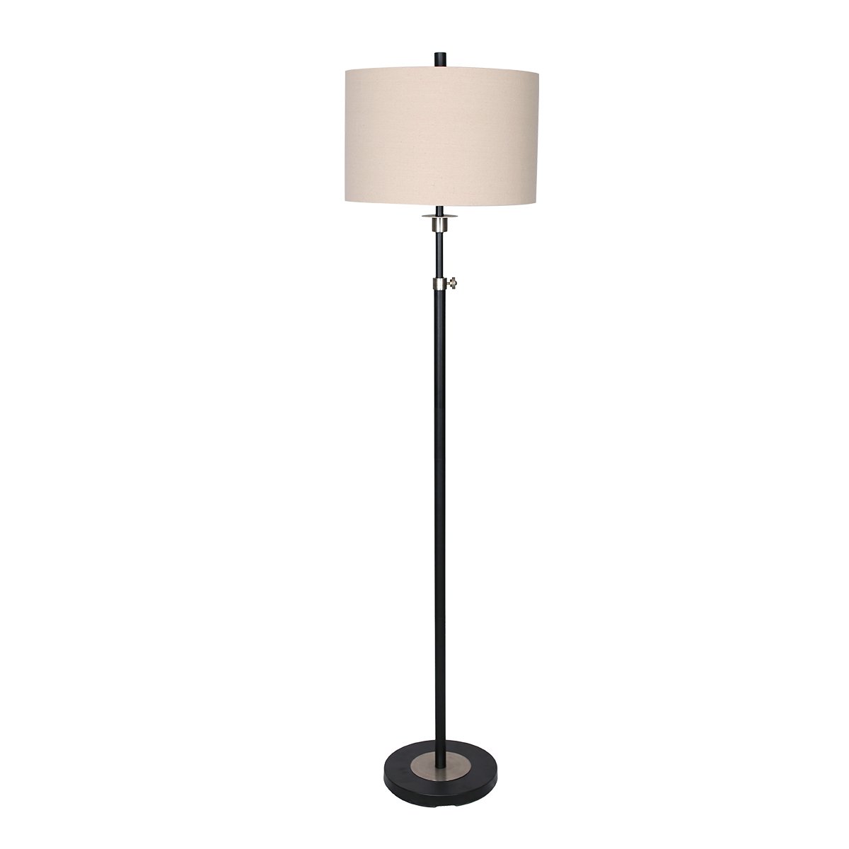 Black Metal & Cream Drum Shade Floor Lamp - Sarantino