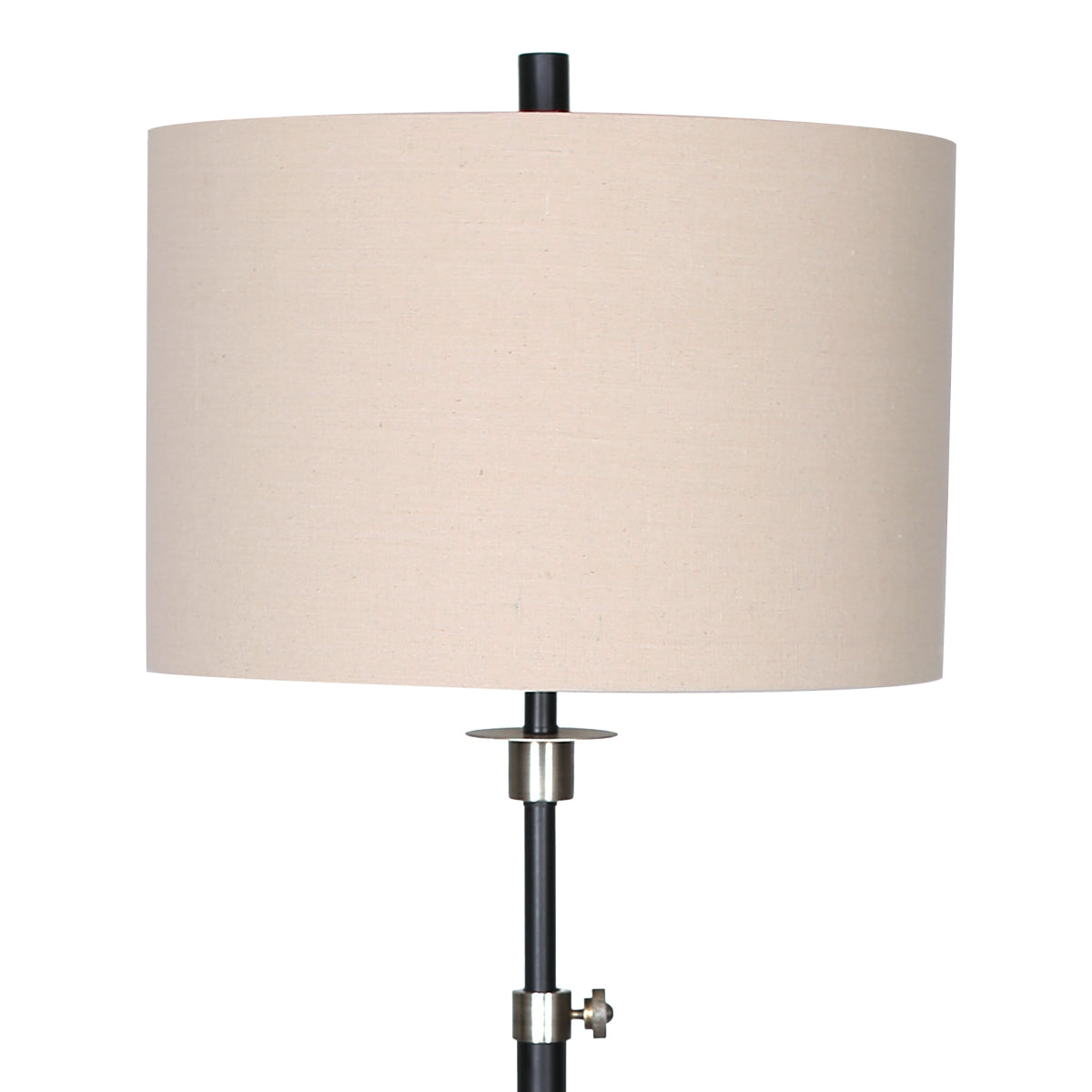 Black Metal & Cream Drum Shade Floor Lamp - Sarantino