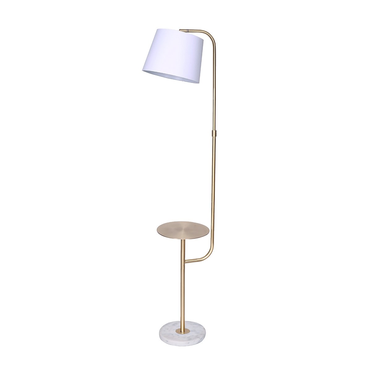 Adjustable Floor Lamp with Metal End Table, Brass Finish – Sarantino