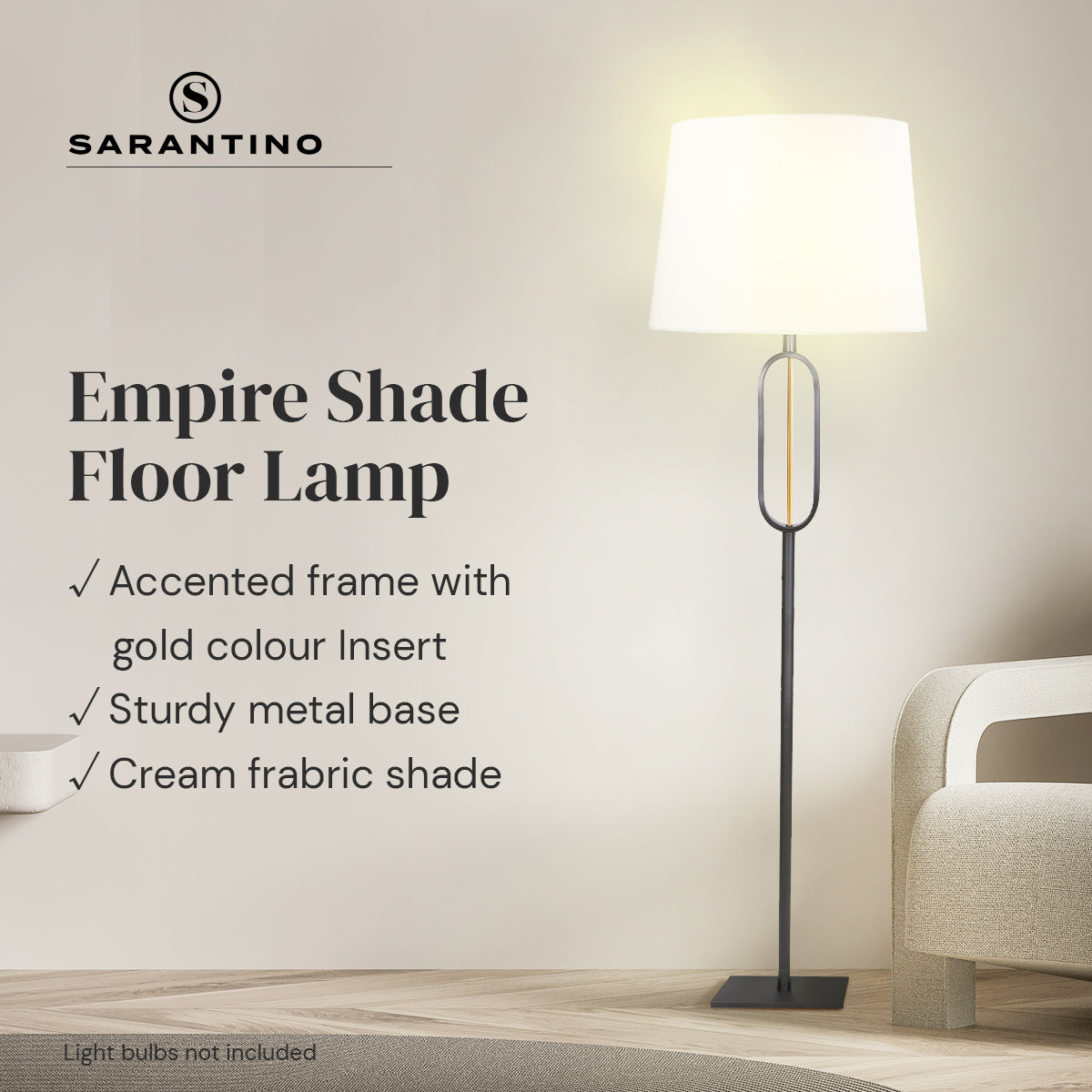 Elegant Tapered Shade Floor Lamp, Sturdy Design – Sarantino