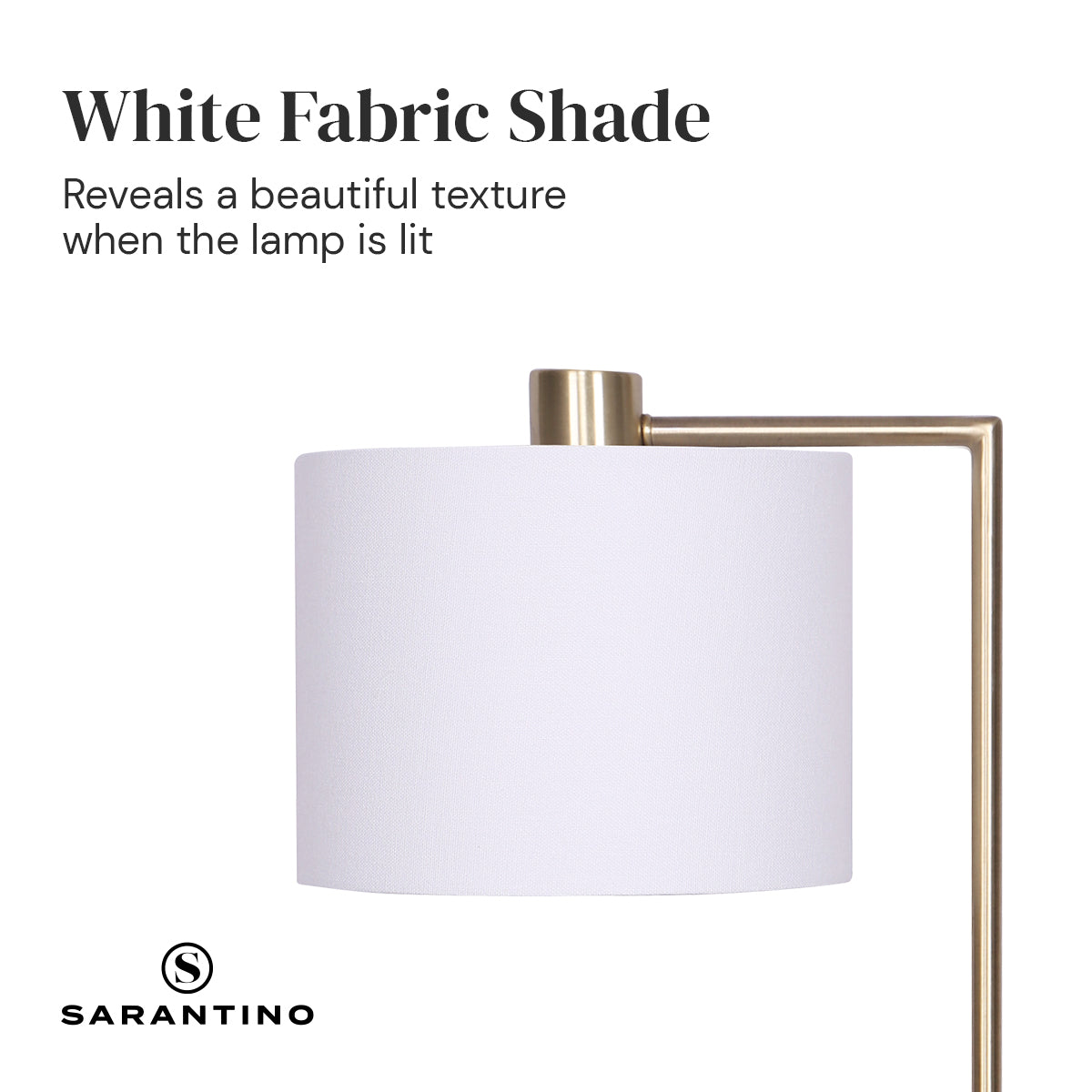 USB Charging Metal Task Lamp, White Shade - Sarantino