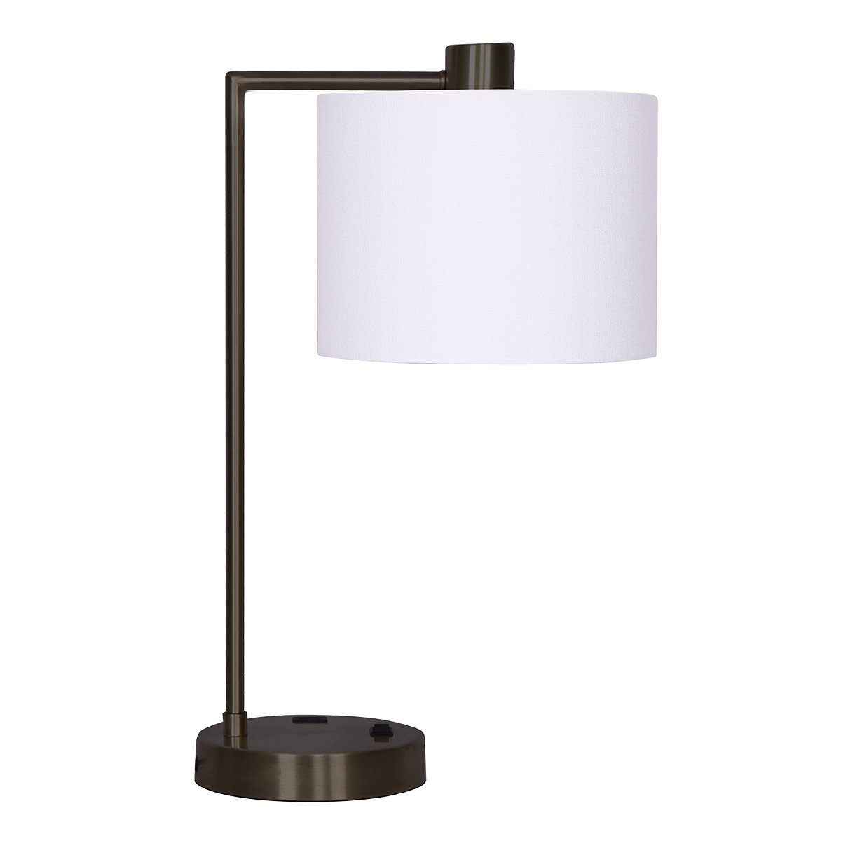 Metal Task Lamp with USB, White Shade, Bronze Finish, Sarantino