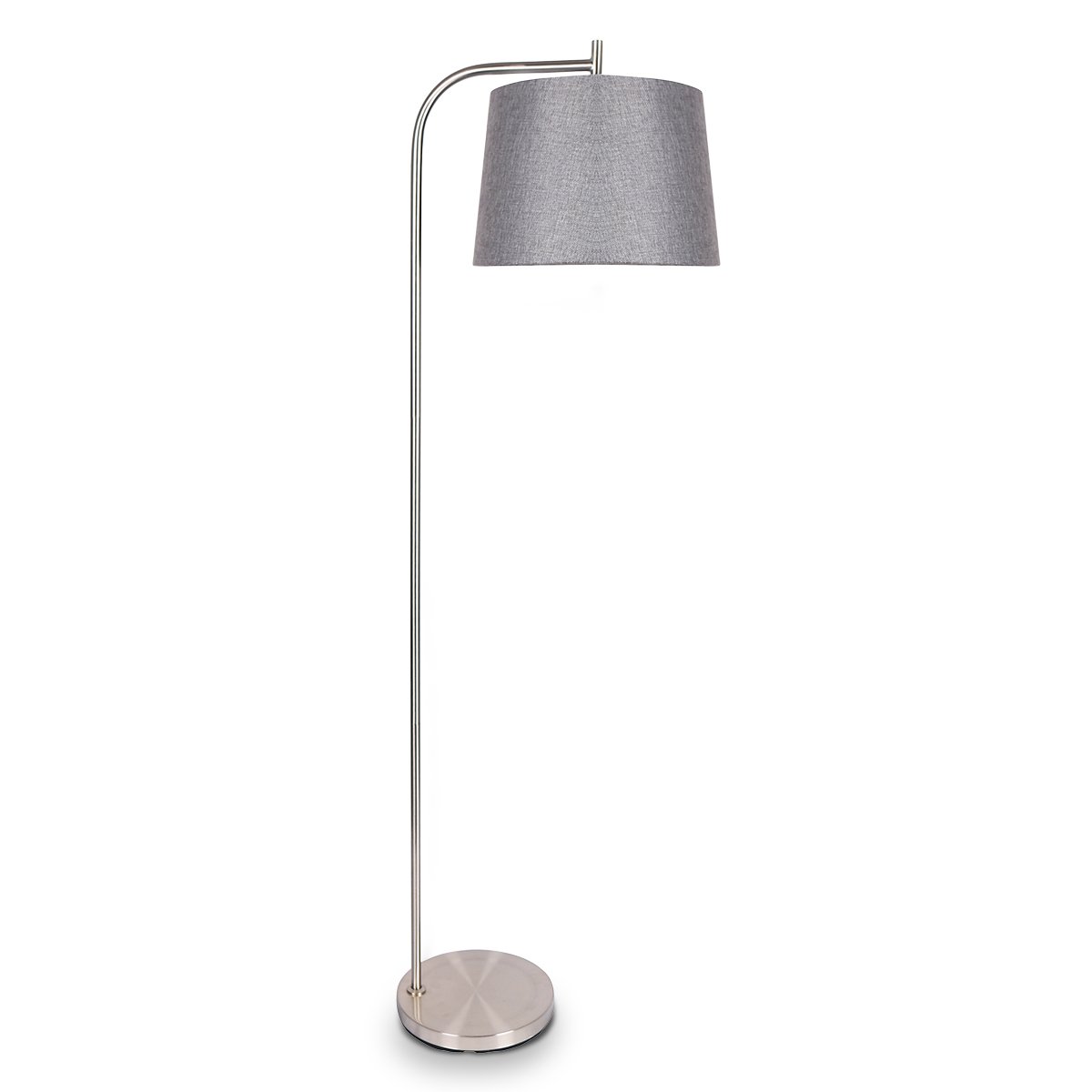 Slim Metal Task Floor Lamp, Linen Shade, Nickel Finish