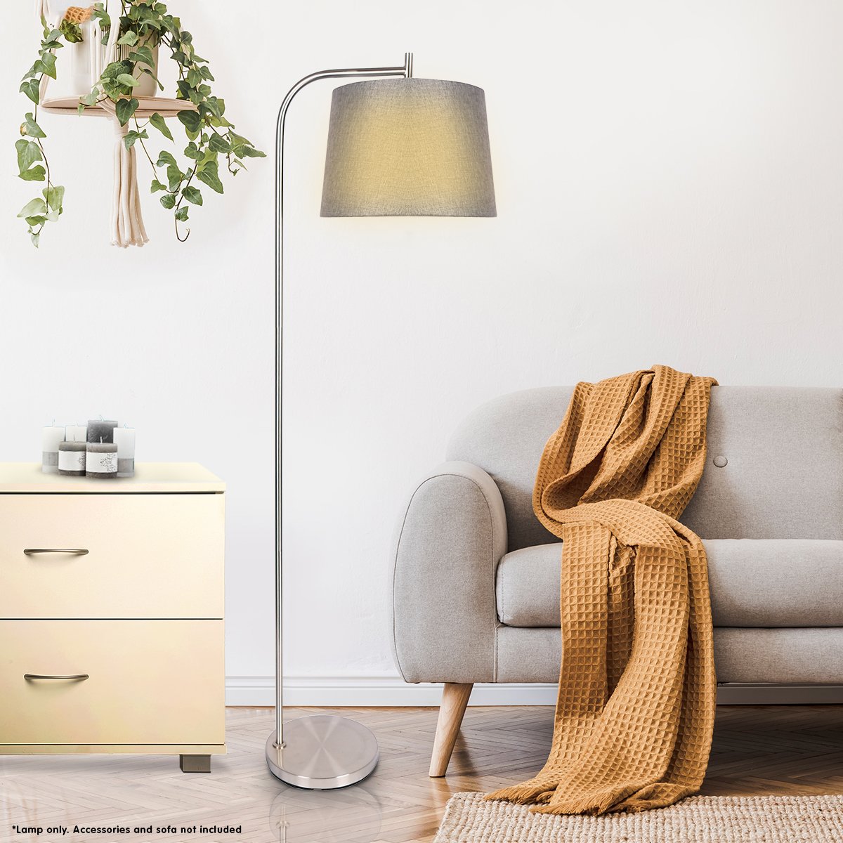 Slim Metal Task Floor Lamp, Linen Shade, Nickel Finish