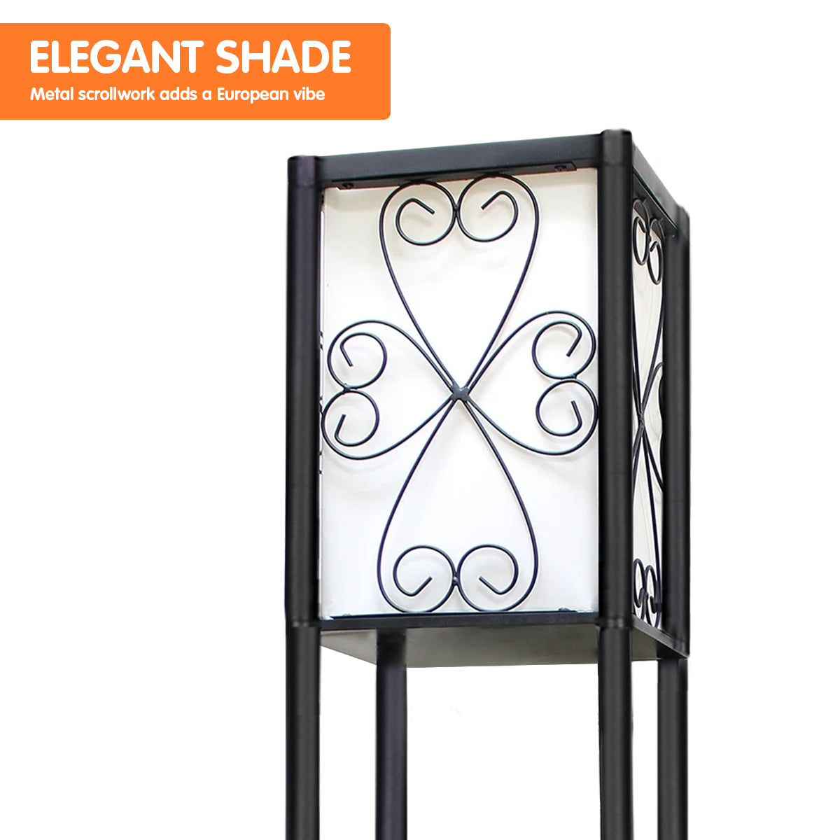 Metal Etagere Floor Lamp with Wine Holder and Shelves