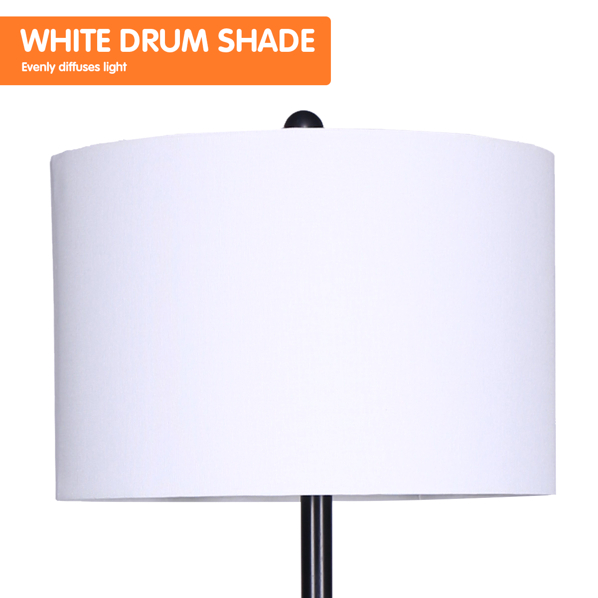 Modern Floor Lamp with Drum Shade & Shelves, Sarantino