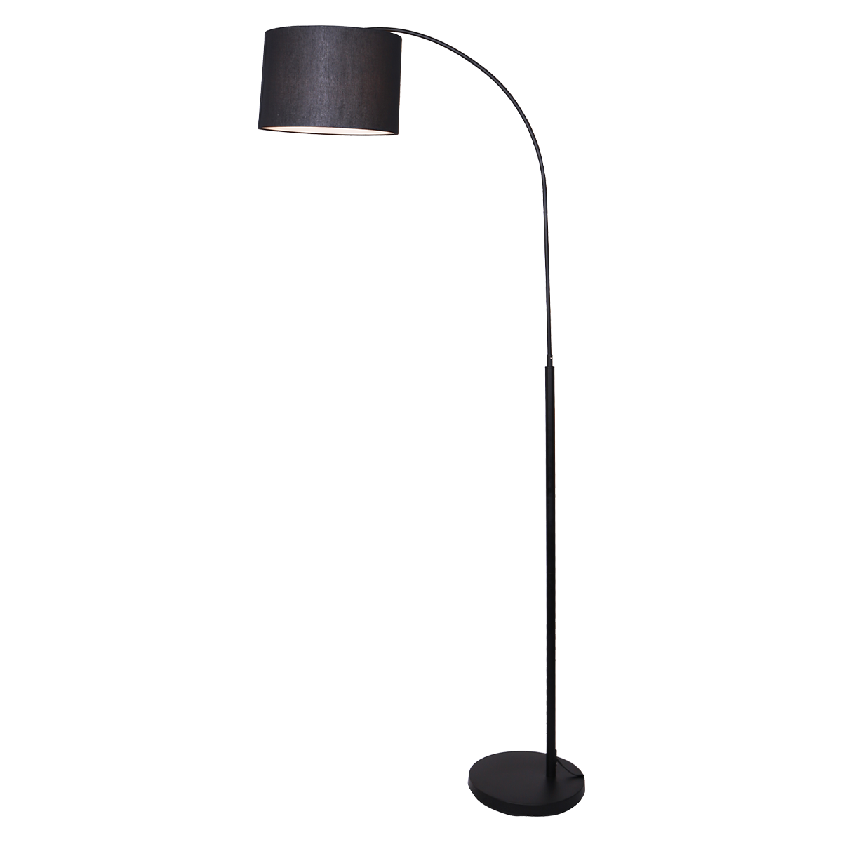 Arched Black Metal Floor Lamp with Drum Shade - Sarantino