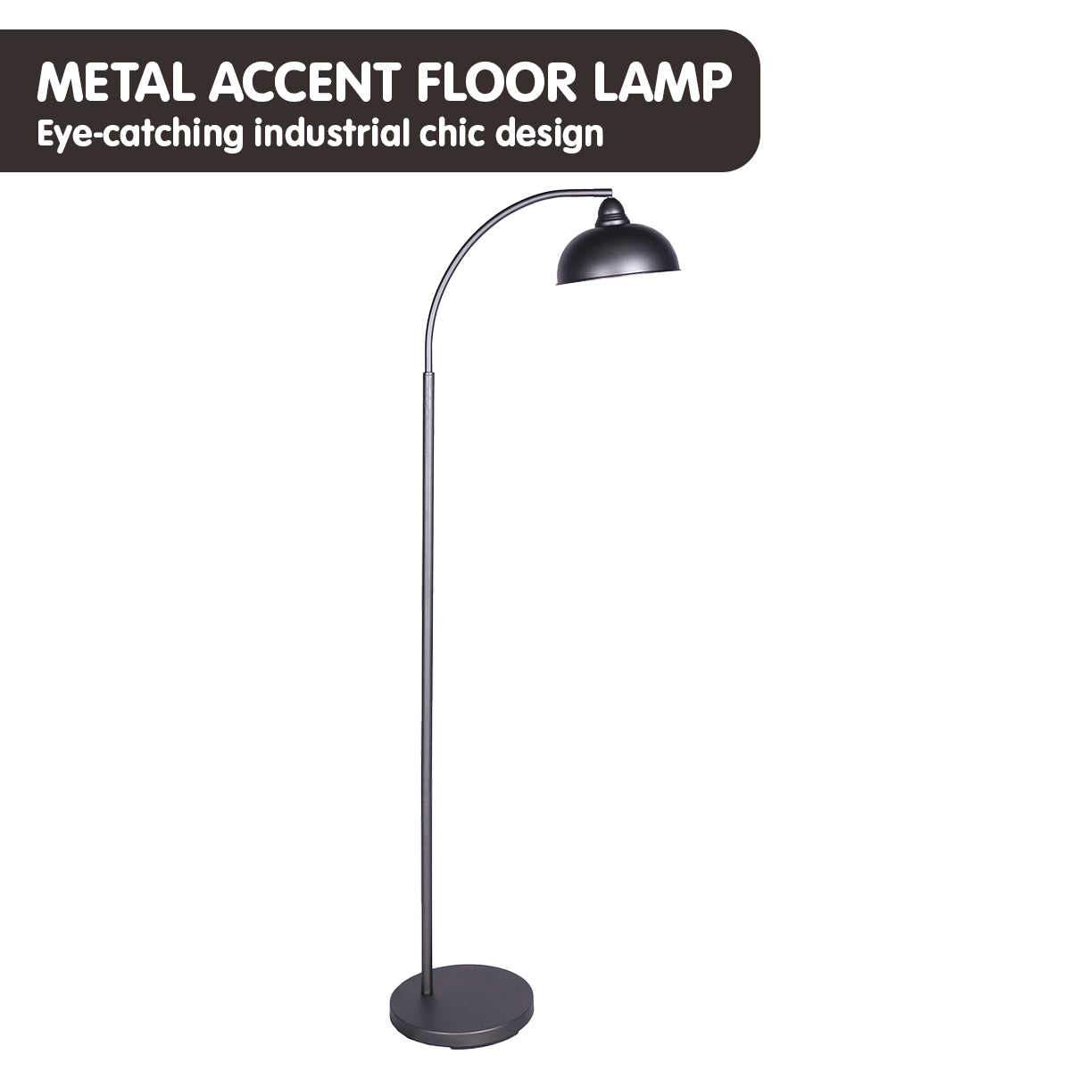 Adjustable Dark Grey Industrial Floor Lamp, Metal Finish