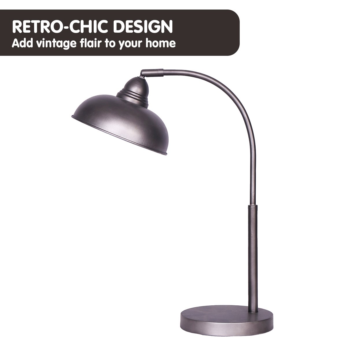 Adjustable Industrial Chic Metal Table Lamp - Dark Grey