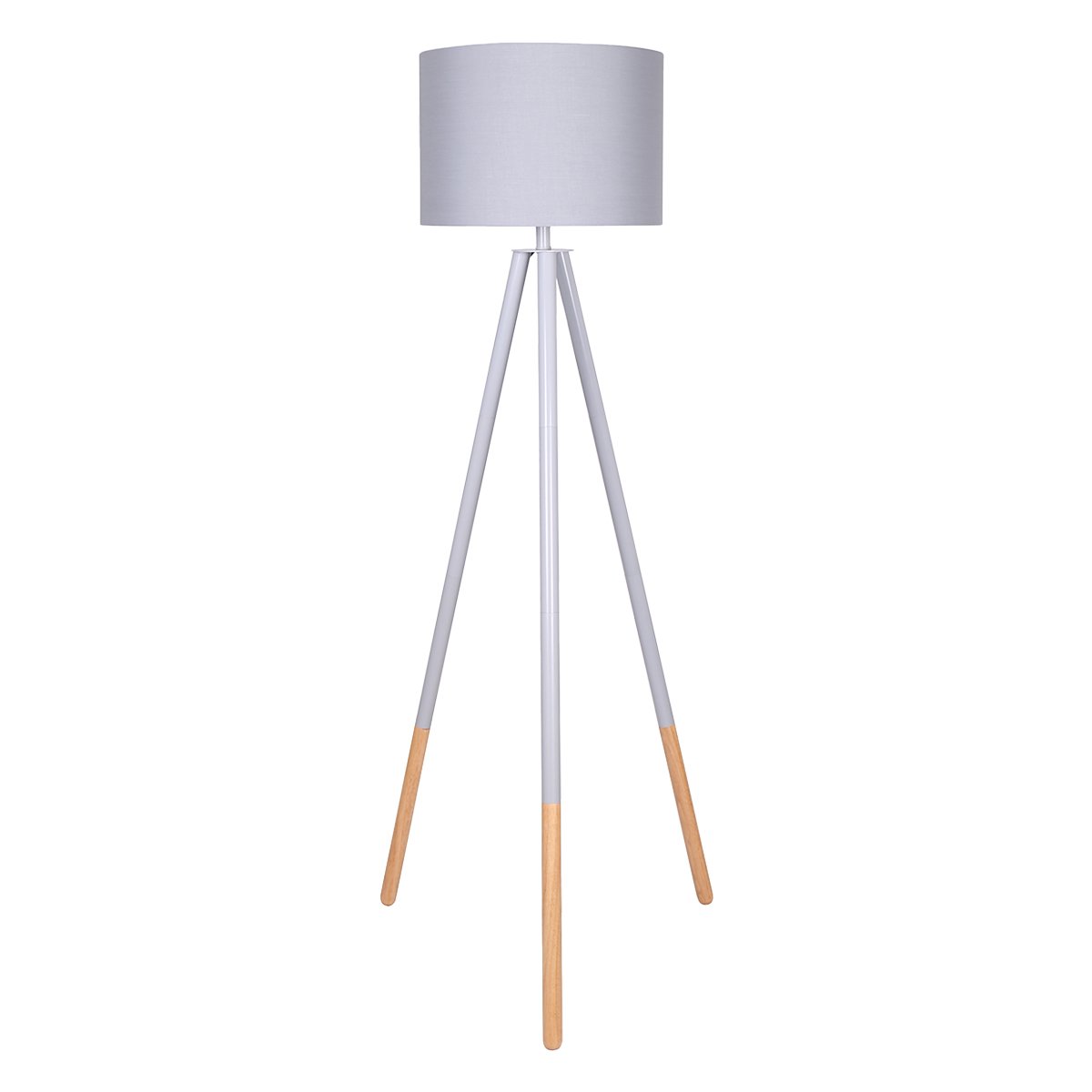 Adjustable Arc Floor Lamp, Grey Shade, Wood Legs, 155cm Sarantino