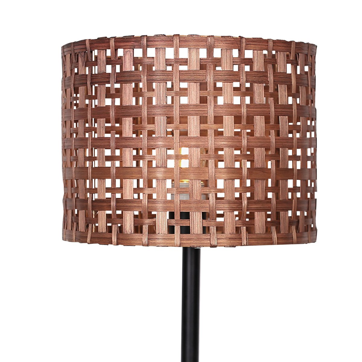 Natural Rattan Desk Lamp, Black Marble Base, Metal Stand