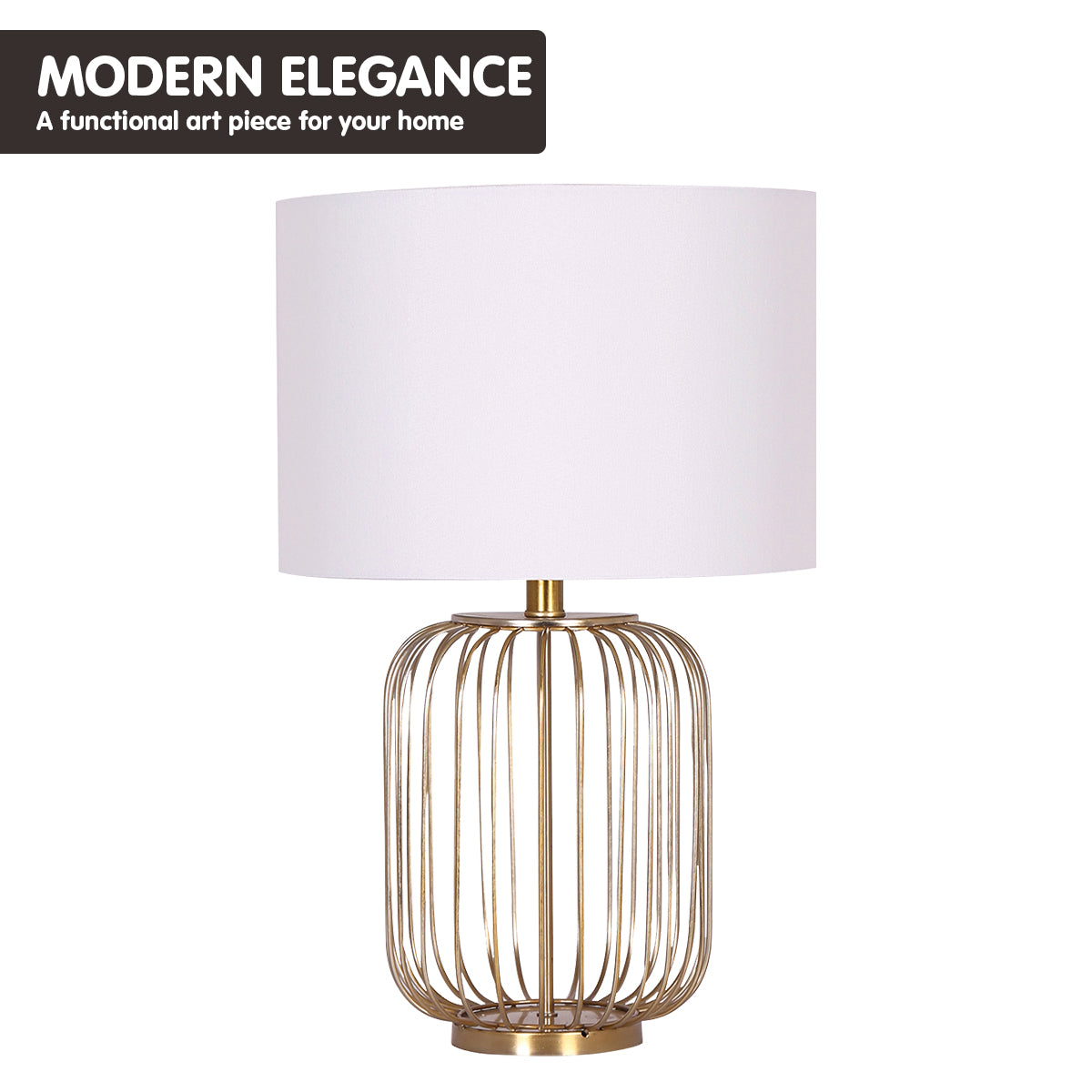 Rose Gold Table Lamp w/ Linen Shade, Elegant Design