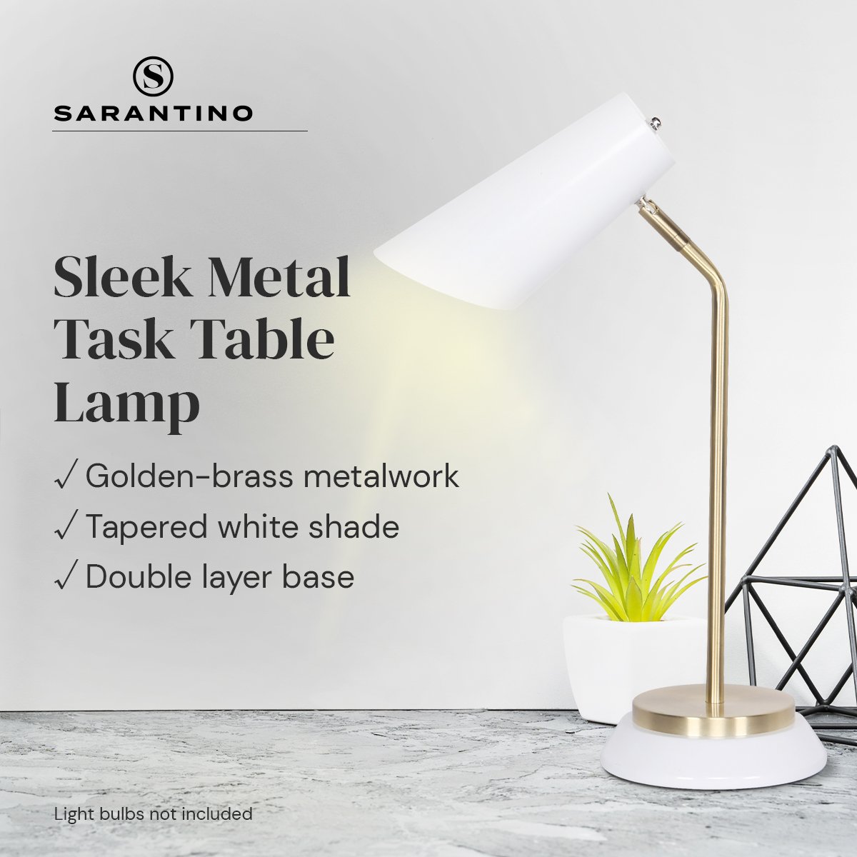 Brass Finish Table Lamp with Double-Layer Base, Sarantino