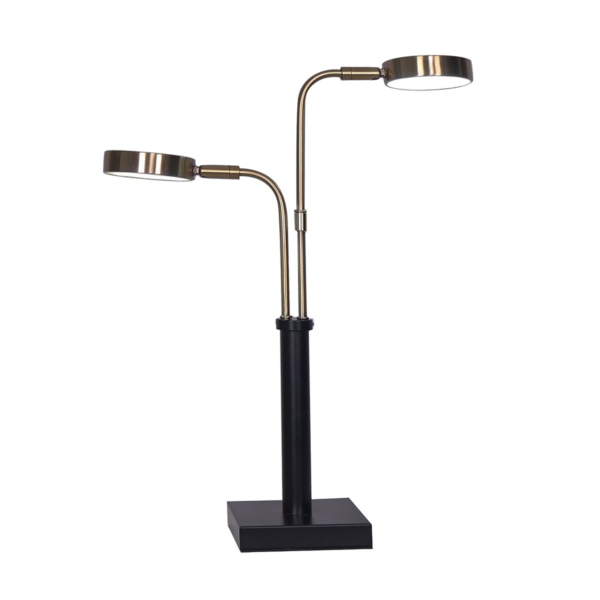 Adjustable LED Table Lamp with Dual Lights Gold Black Finish