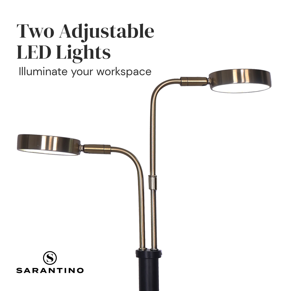 Adjustable LED Table Lamp with Dual Lights Gold Black Finish