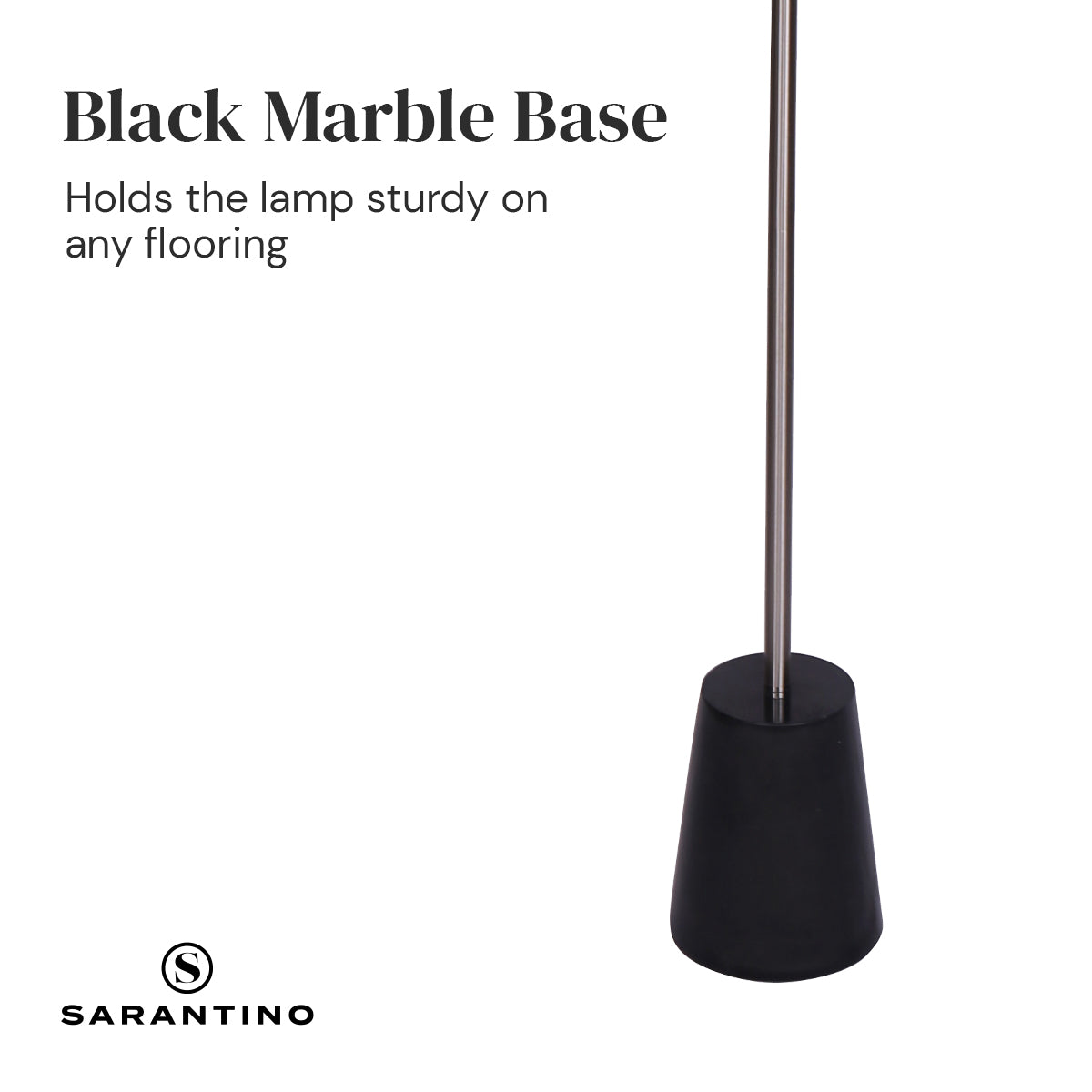 Metal Floor Lamp with Black Marble Base, Linen Shade – Sarantino