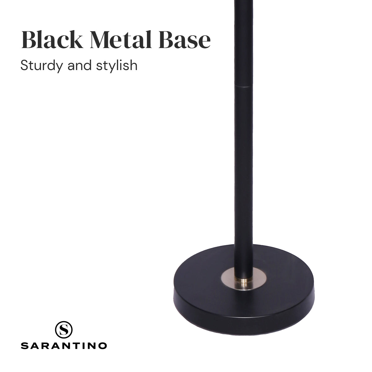 Adjustable Black/Brass Floor Lamp, Linen Shade - Sarantino