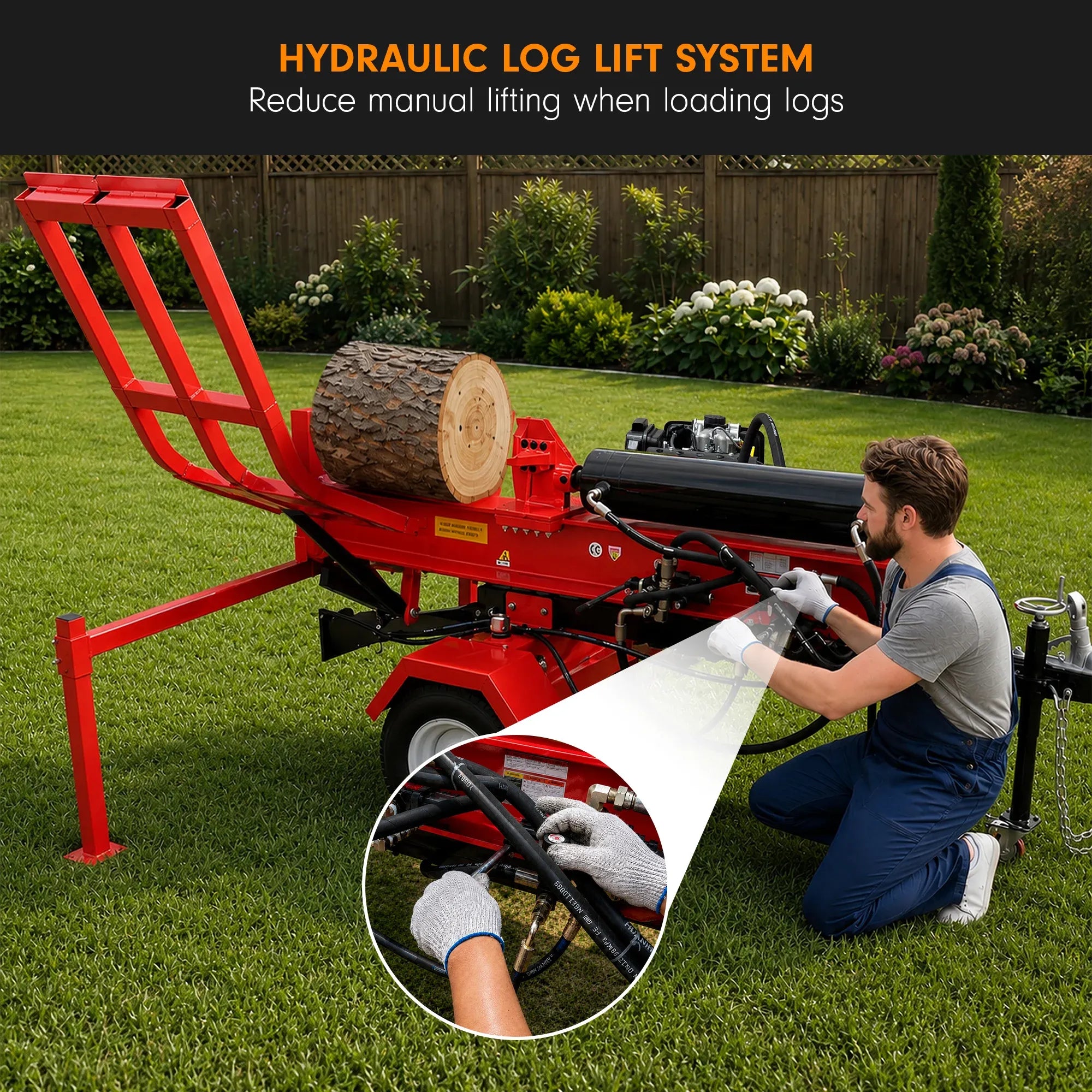 Yukon 60 Tonne Diesel Log Splitter with Hydraulic Lift 498cc Electric Key Start