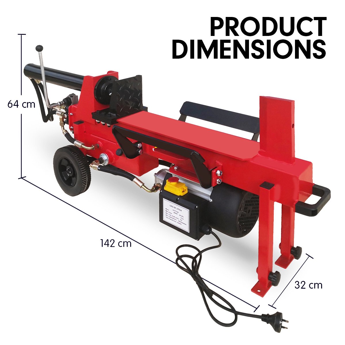 12 Ton Electric Hydraulic Log Splitter, 3000W, Steel Frame - Yukon