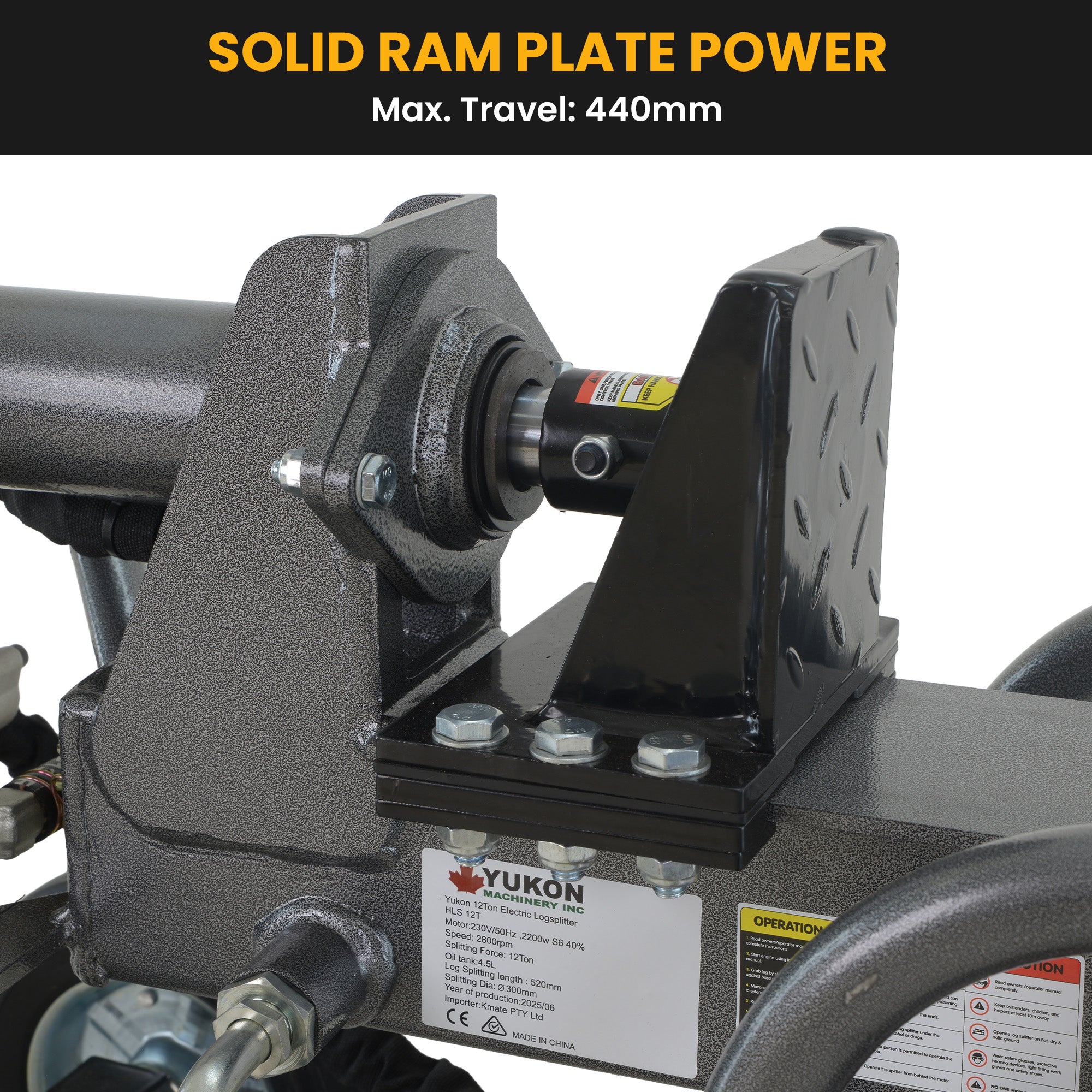 Yukon 12 Tonne Electric Hydraulic Log Splitter Heavy-Duty Firewood Splitter