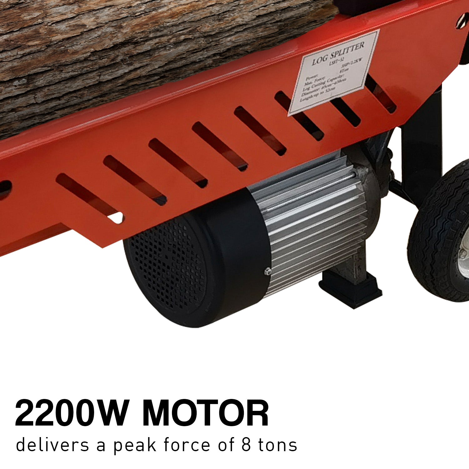 8-Ton Electric Hydraulic Log Splitter, 2.2kW Steel, Yukon