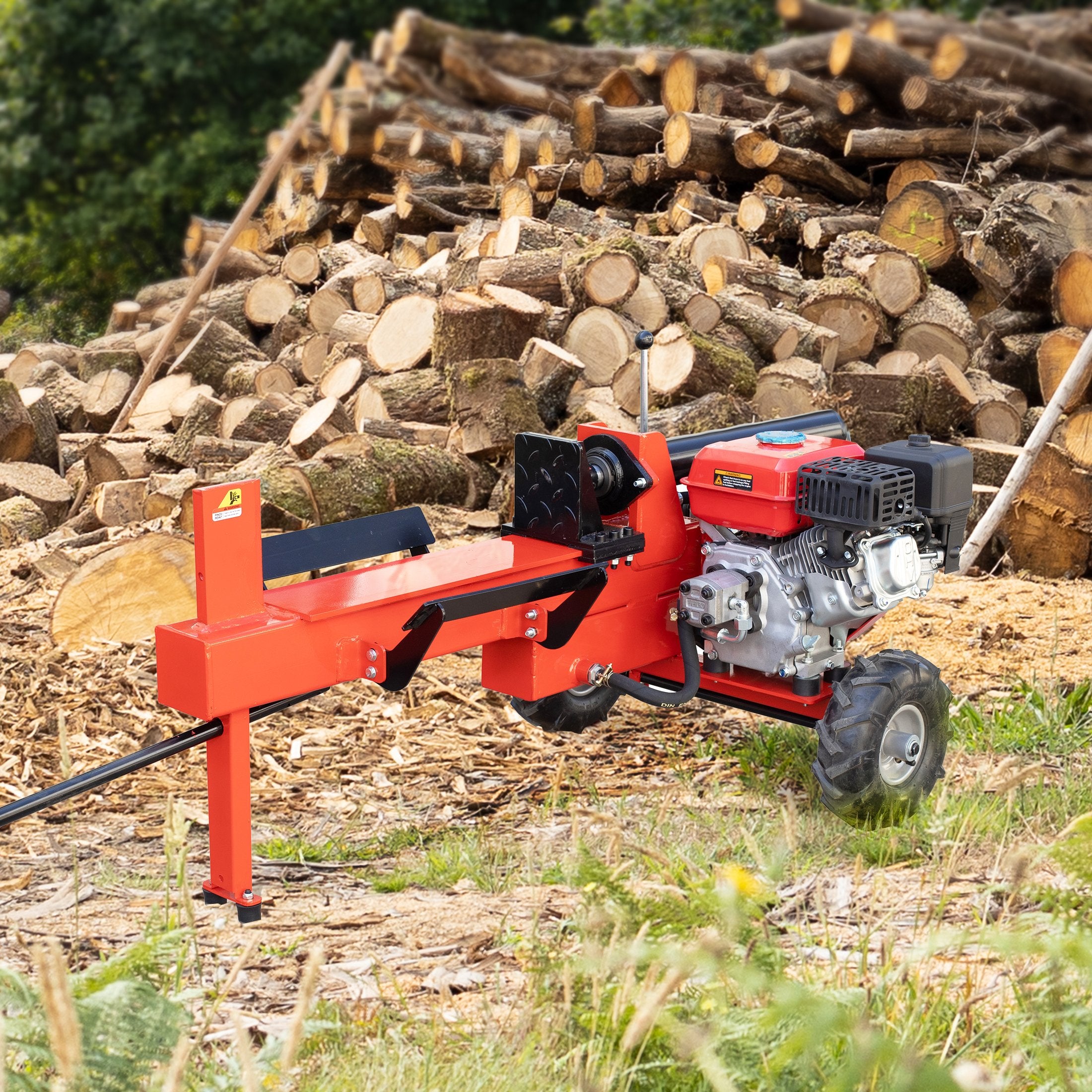 15T Petrol 196cc Hydraulic Log Splitter, Steel Frame - Yukon