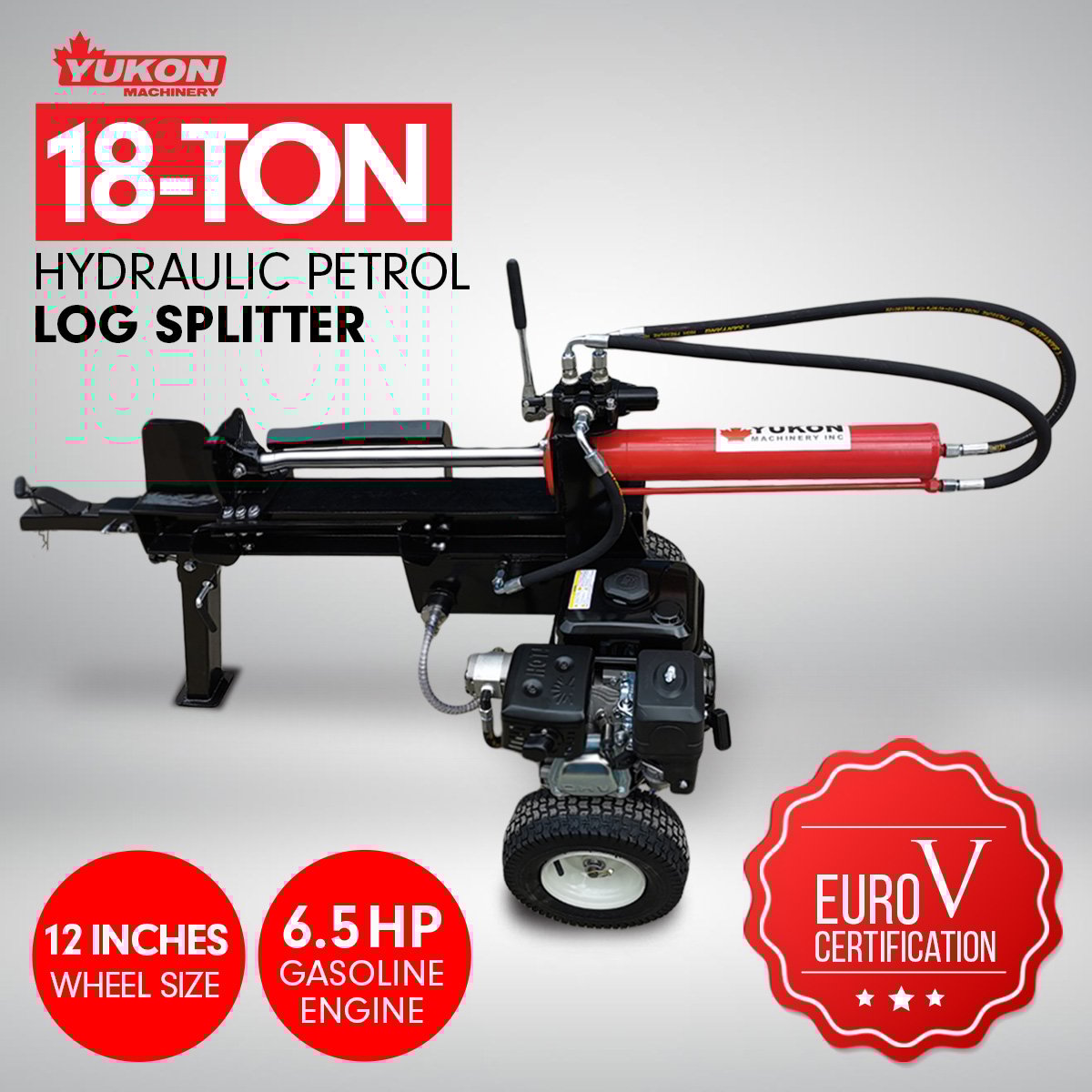 Yukon 18 Ton Petrol Log Splitter Hydraulic Wood Cutter