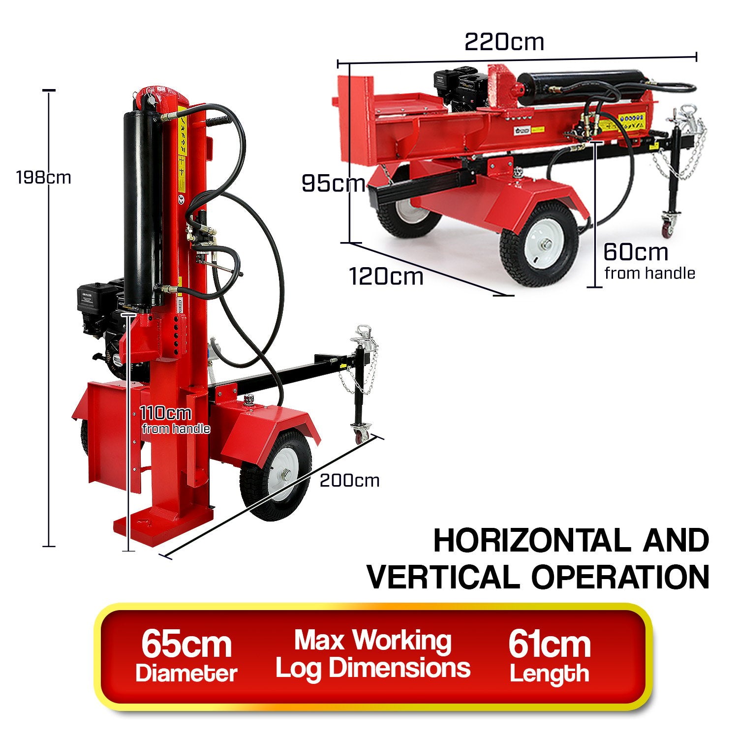Yukon 60 Ton Hydraulic Log Splitter 420cc Petrol Engine