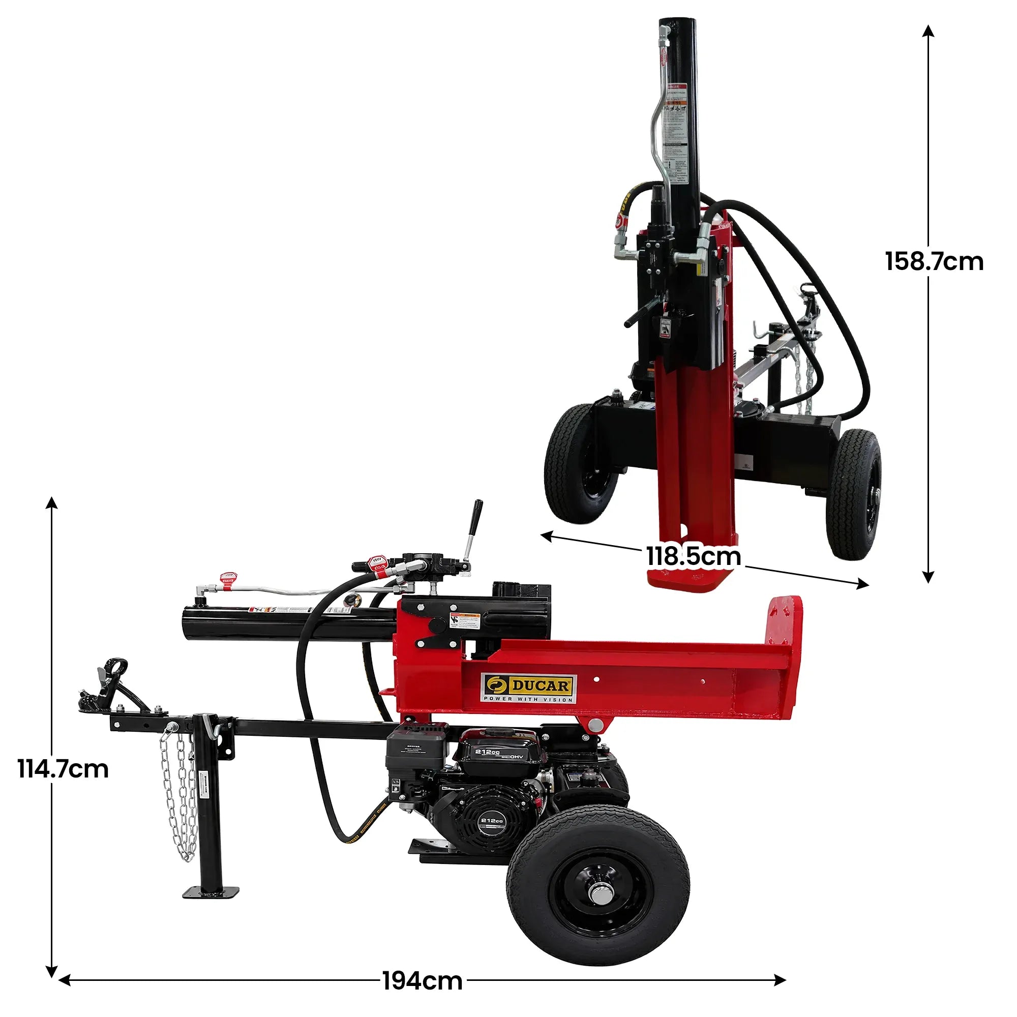 Ducar 32T Petrol Log Splitter with 212cc OHV Engine 8.5s Cycle Time
