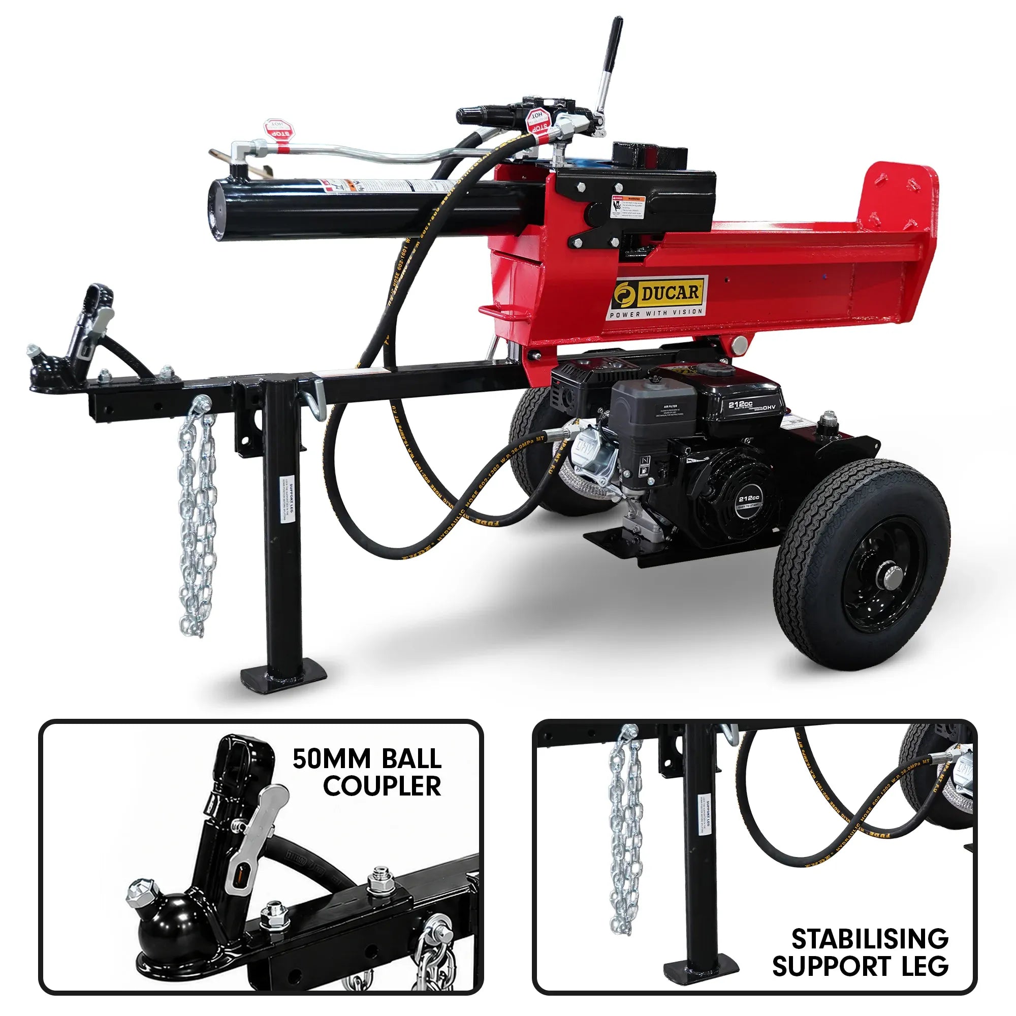 Ducar 32T Petrol Log Splitter with 212cc OHV Engine 8.5s Cycle Time