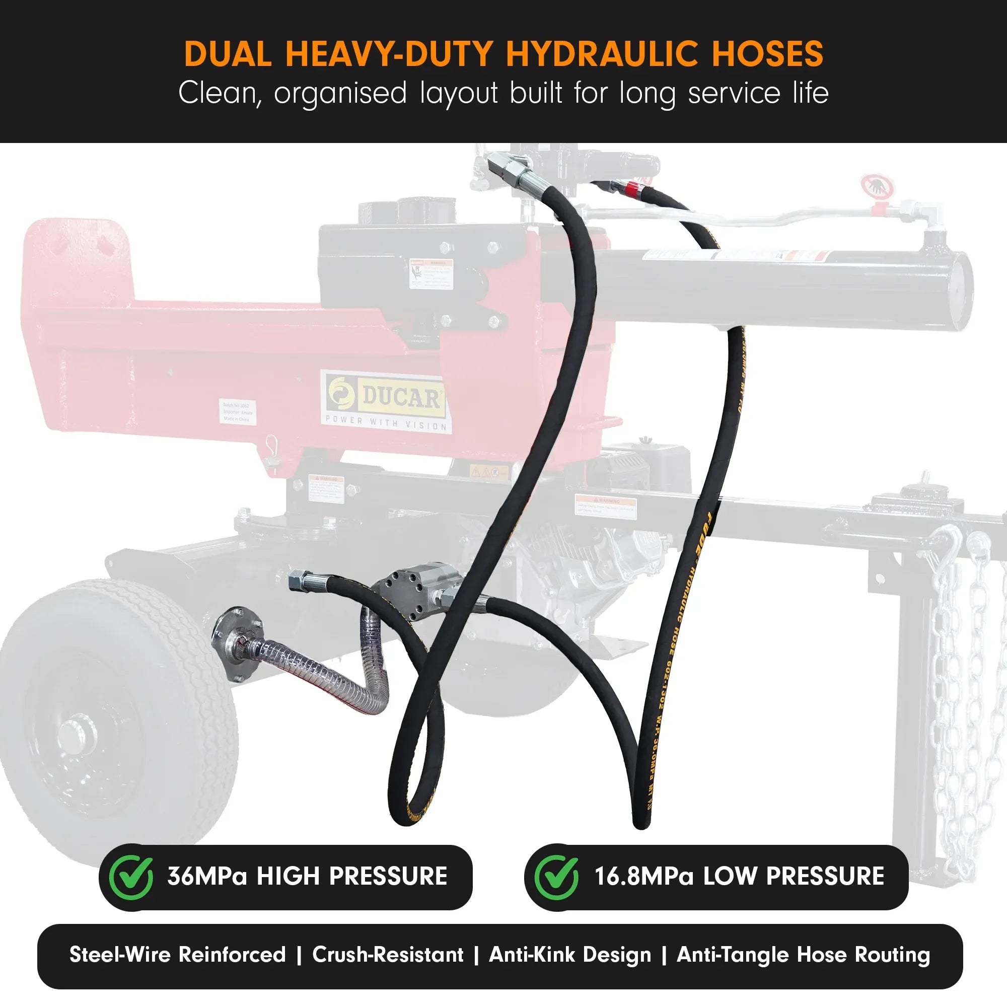 Ducar 32T Petrol Log Splitter with 212cc OHV Engine 8.5s Cycle Time