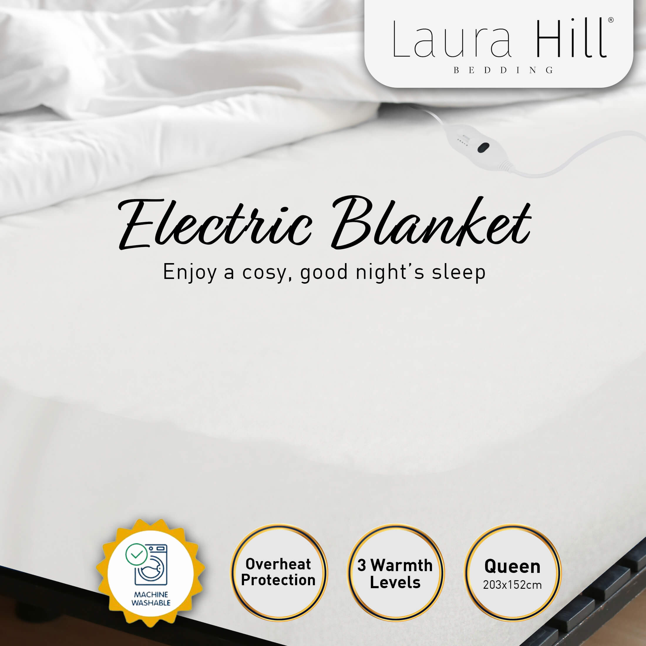 Ultra-Soft Queen Electric Blanket, 3 Warmth Levels - Laura Hill